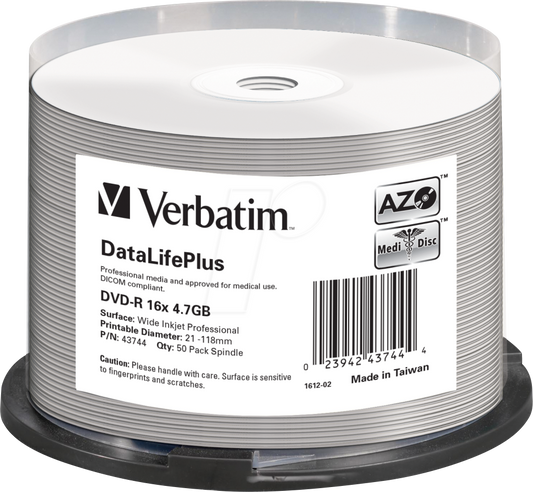 DVD-R Verbatim / 4,7GB / 16x / Wide Printable / 43744_0