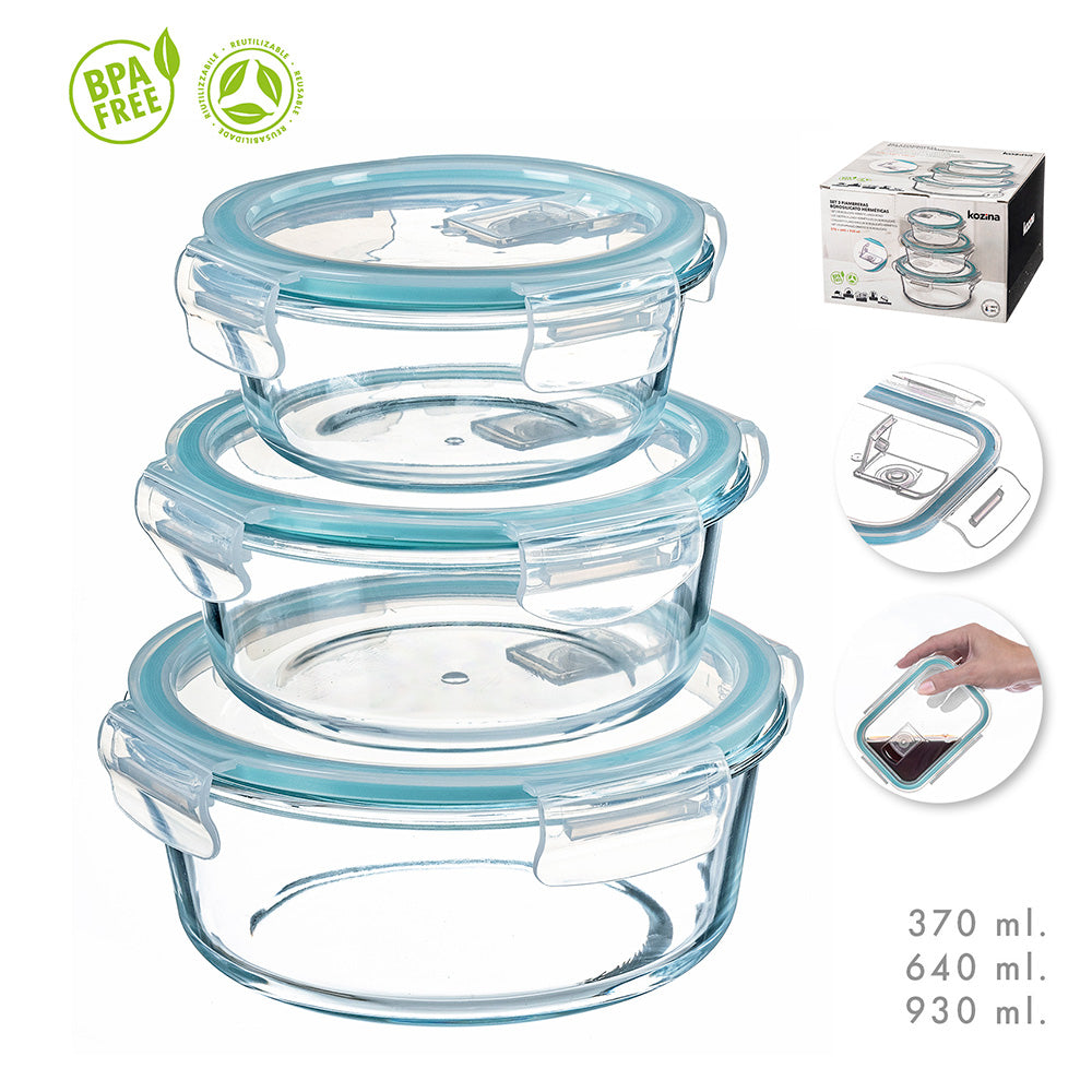 Kit de 3 recipientes de borosilicato redondas kozina_0