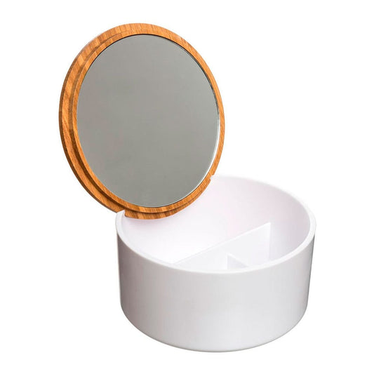 Caixa de armazenagem com espelho casa de banho bambu-branco coleÃ§ao "natureo"_0