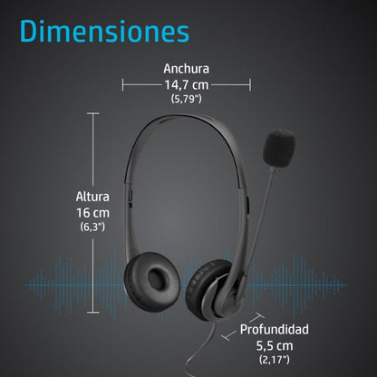 Headset HP Wired 3.5mm Stereo - Preto