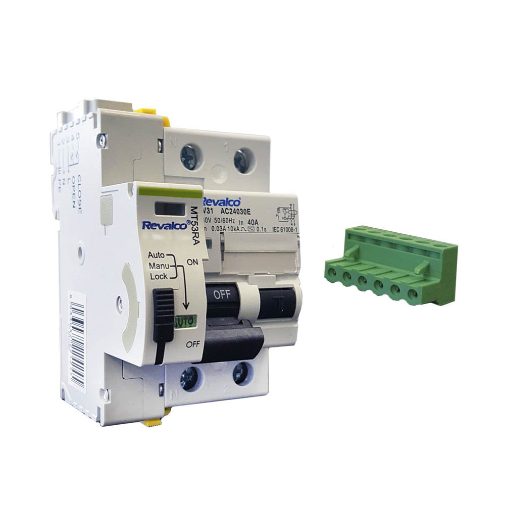 Disjuntor diferencial 2p 40a 30ma ac c/rearme automÃ¡tica com 3 tempos de rearme 10/60/300 segundos_0