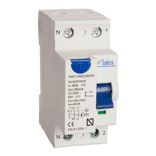 Disjuntor diferencial 2 polos solera 40a (retractilado) rcb2p4030_0