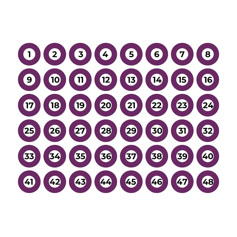 Folha adesiva a3 com 117 identificadores cor roxo edm_0