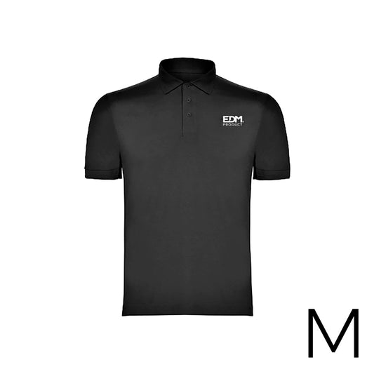 *merchandising* polo preto tamanho-m manga curta bordado edm_0