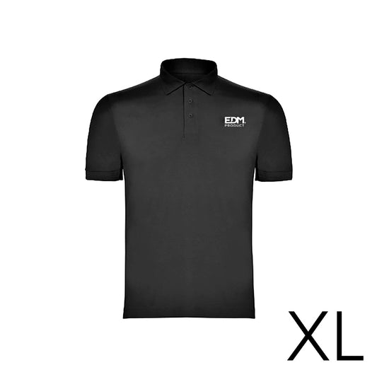 *merchandising* polo preto tamanho-xl manga curta bordado edm_0