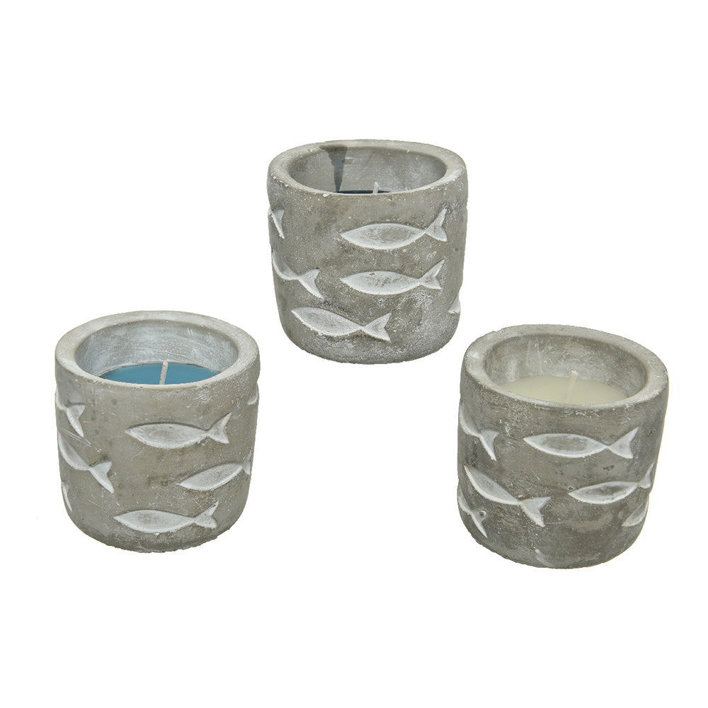 Vela de citronela com recipiente de cimento 70g Ã¸7x7,5cm cores variadas_0