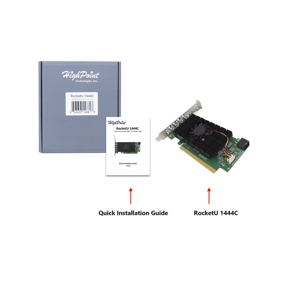 Controladora USB HighPoint RocketU 1444C PCIe x16 USB-C