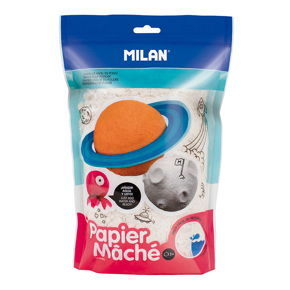 Saco 200g papel machÃª branco em pÃ³ milan_0