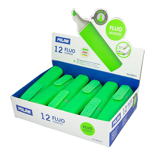 Caixa expositor com 12 marcadores fluorescentes cor verde milan_0