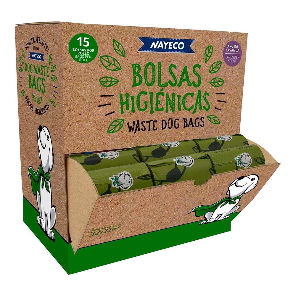 Rolo com 15 sacos higiÃªnicos biodegradÃ¡veis, aroma de lavanda, 33 x 22 cm, 60 unidades por display_0