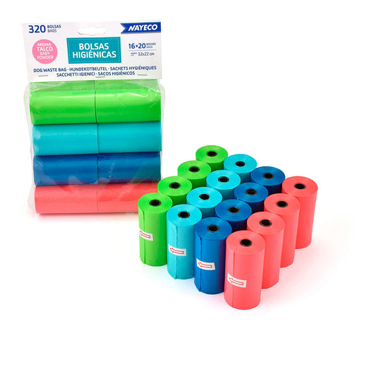 Sacos higiÃªnicos com aroma a talco 16 rolos de 20 sacos_0