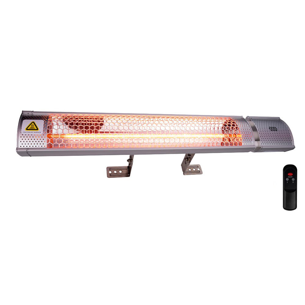 Aquecedor de quartzo de parede para exterior com comando, 2000 w. 67,5 x 10,5 x 7,5 cm_0