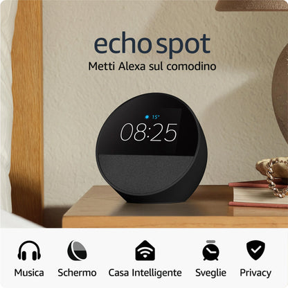 Assistente Virtual Amazon Alexa Echo Spot 2024 / Preto