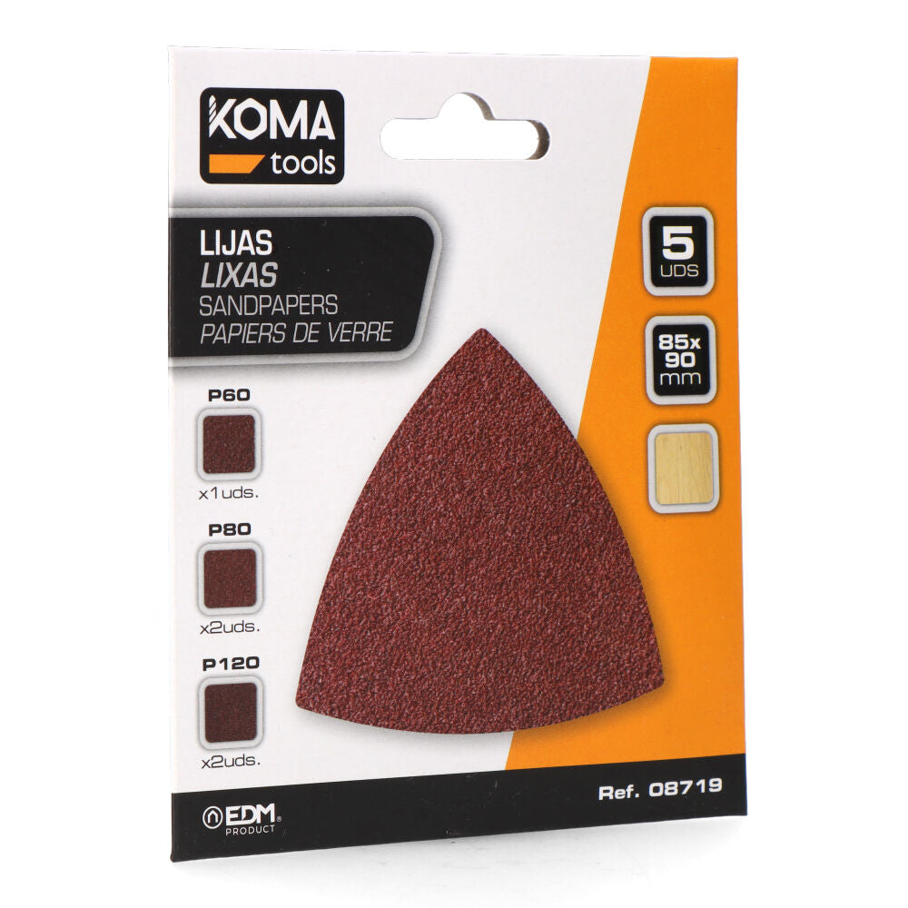 Pack 5 lixas para multiferramenta 08765 koma tools_0