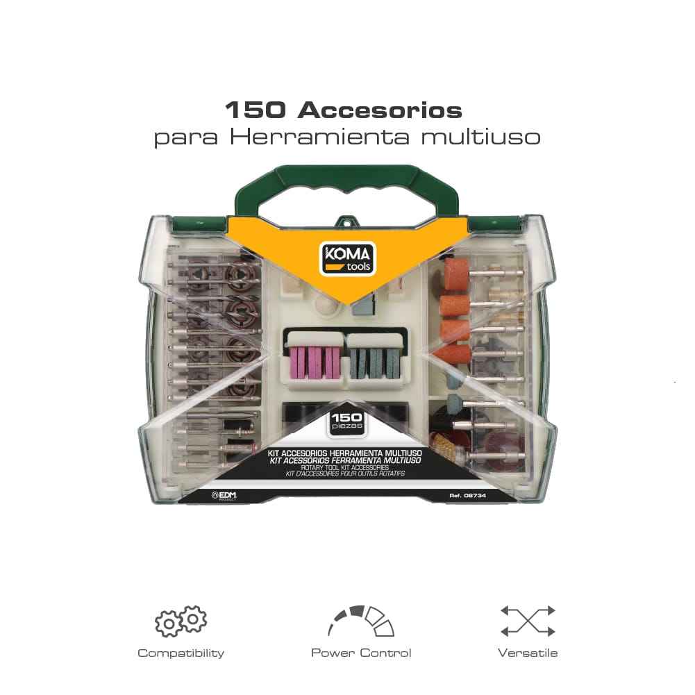 Kit de 150 acessÃ³rios para mini ferramenta multiÃºsos rotativa ref. 08709 koma tools_0