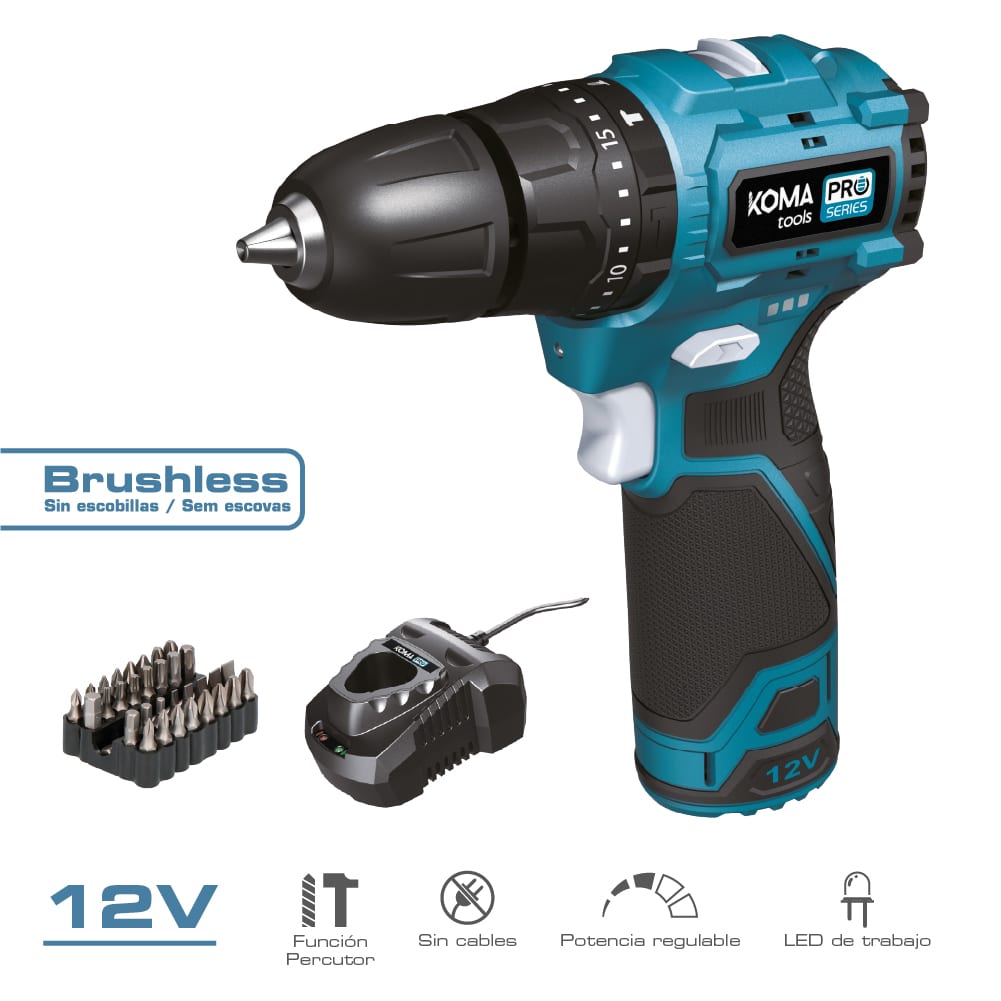 Kit de estojos para berbequim de martelo sem escovas 12v com acessÃ³rios, bateria e carregador_0