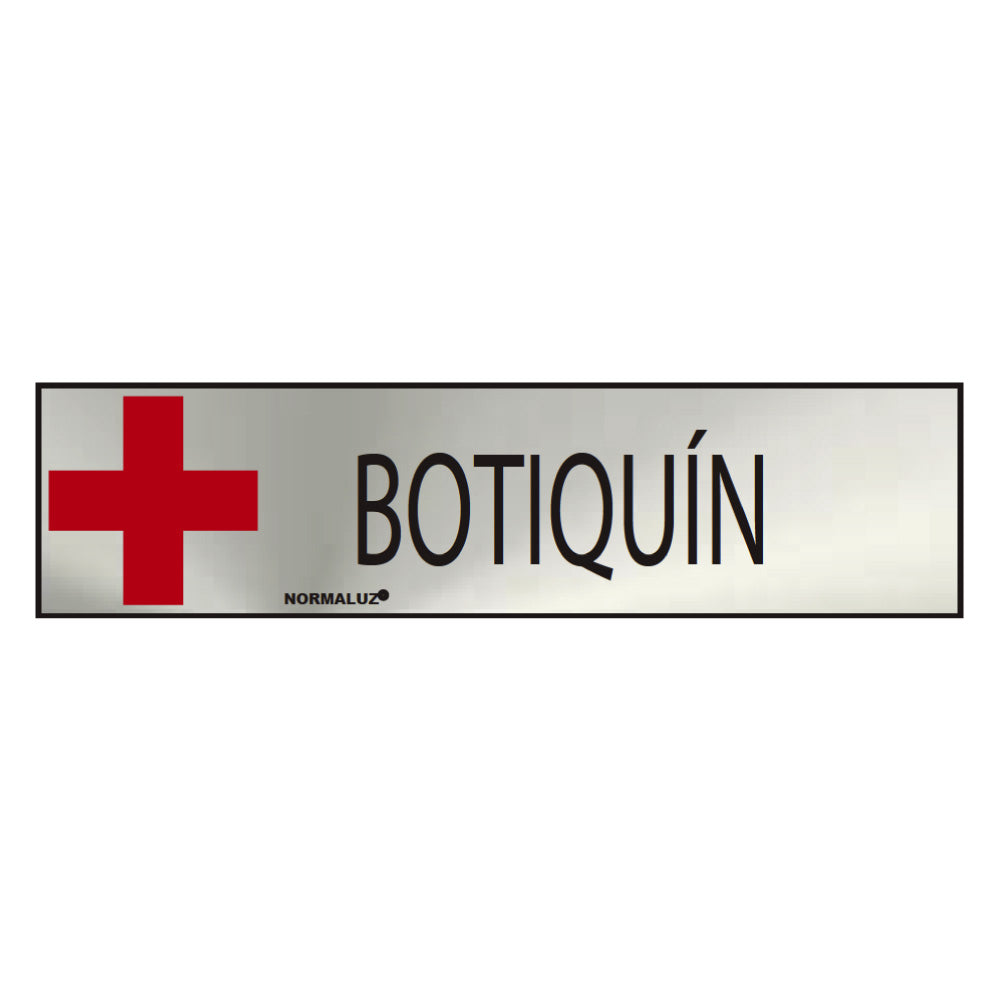 Sinal informativo "botiquin" (inox adesivo 0.8mm) 5x20cm normaluz_0