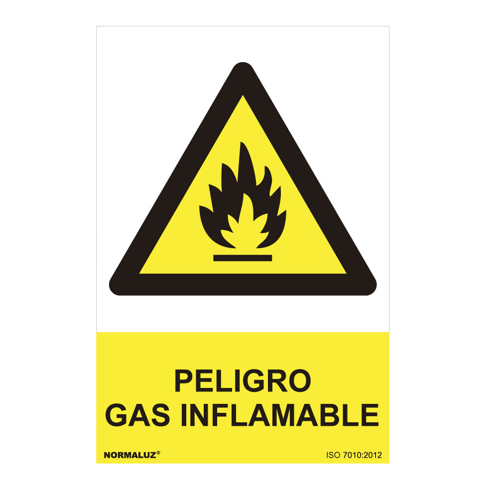 Sinal perigo "peligro gas inflamable" (pvc 0.7mm) 30x40cm normaluz_0