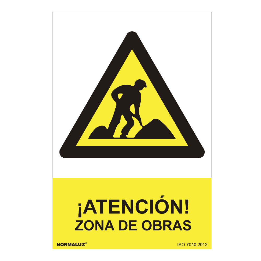 Sinal perigo "zona de obras" (pvc 0.7mm) 30x40cm normaluz_0