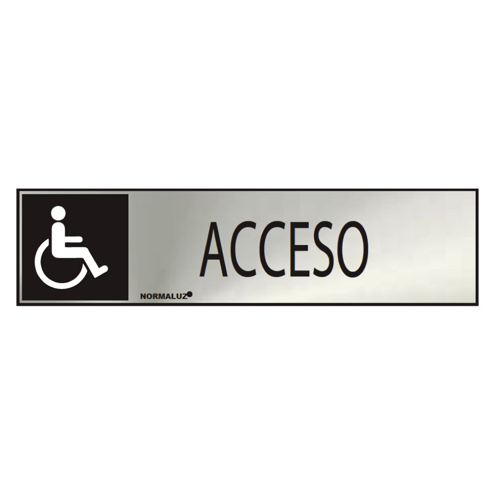 Sinal informativo "acceso" desabilitado (inox adesivo 0.8mm) 5x20cm normaluz_0