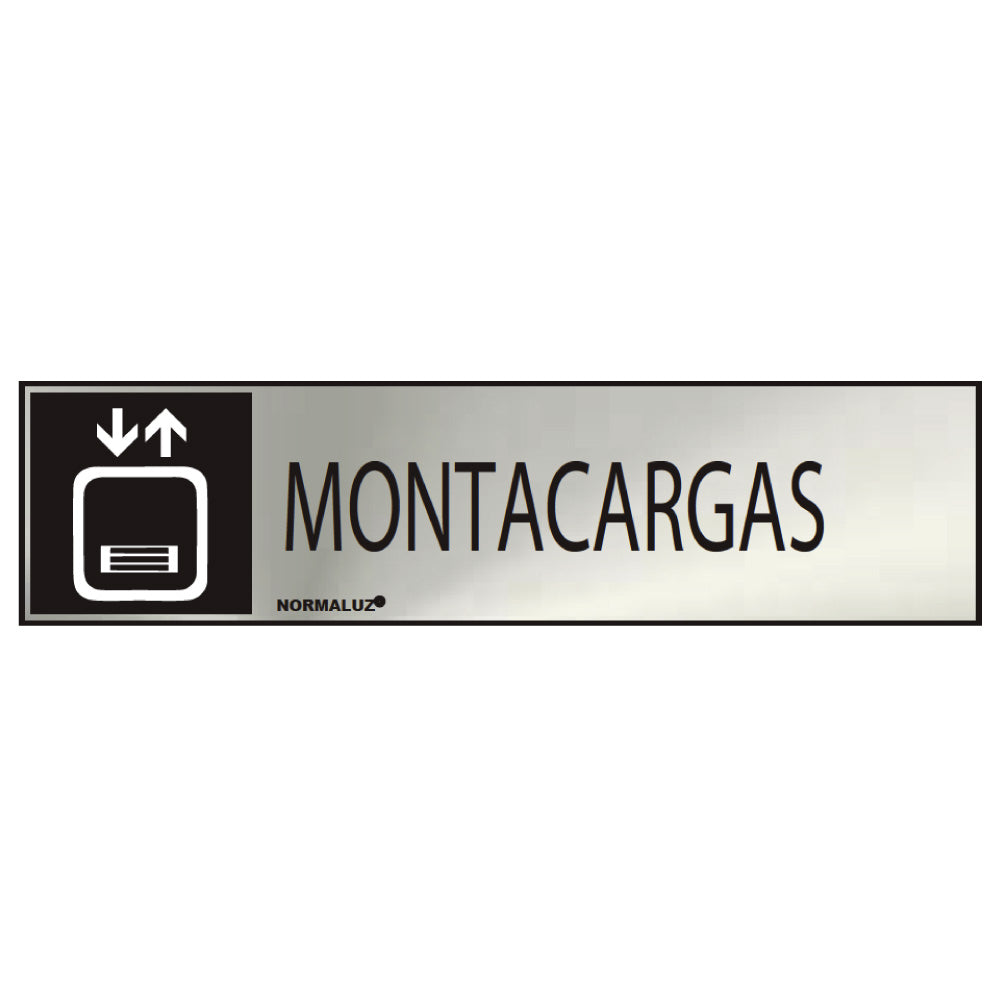 Sinal informativo "montacargas" (inox adesivo 0.8mm) 5x20cm normaluz_0