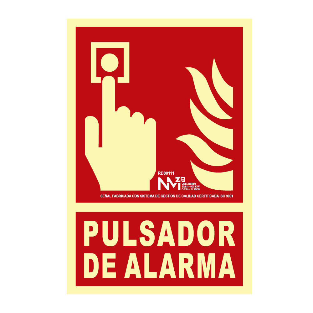 Sinal de extinÃ§Ã£o "pulsador de alarma" classe b (pcv 0,7mm) 21x30cm normaluz_0
