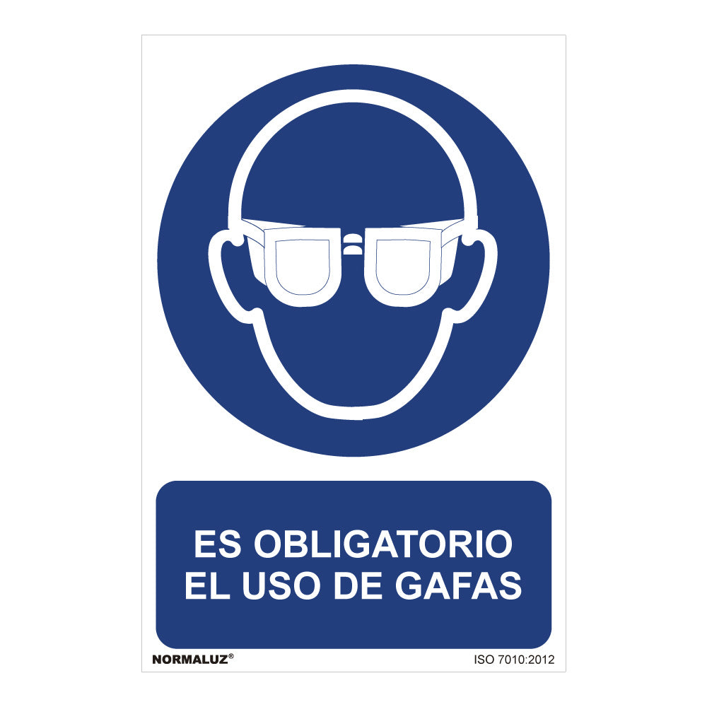 Sinal "es obligatorio el uso de gafas" (pvc 0,7mm) 30x40cm normaluz_0