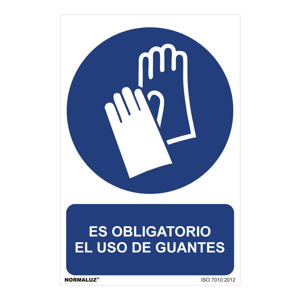 Sinal "es obligatorio el uso de guantes" (pvc 0,7mm) 30x40cm normaluz_0