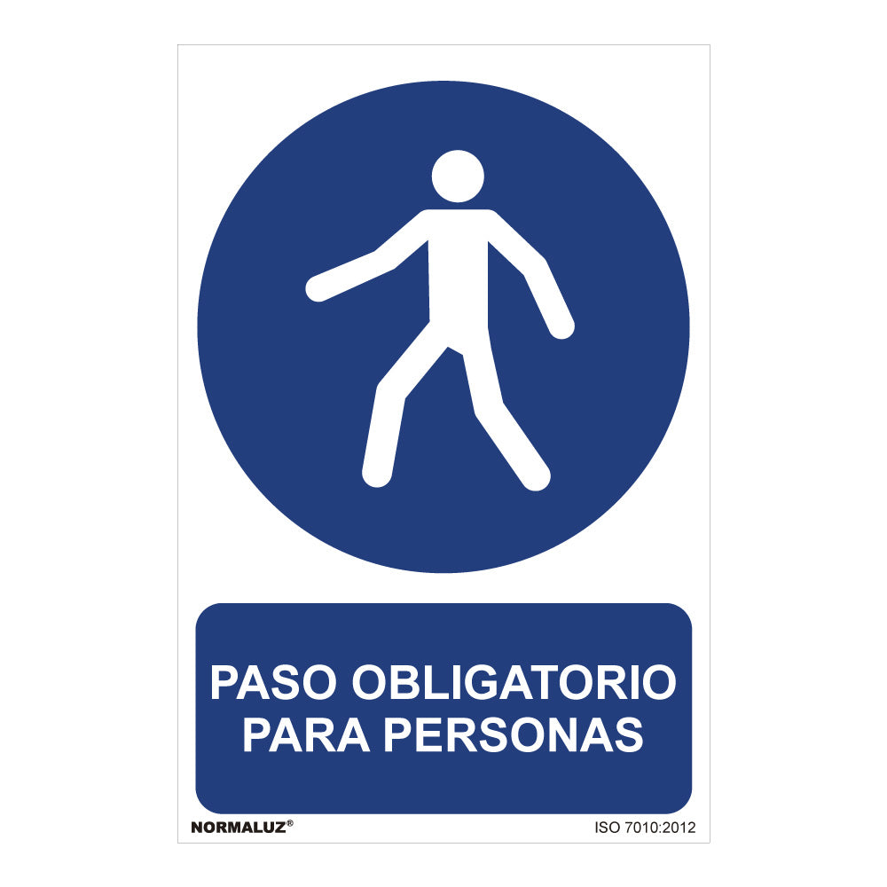 Sinal "paso obligatorio para personas" (pvc 0,7mm) 30x40cm normaluz_0