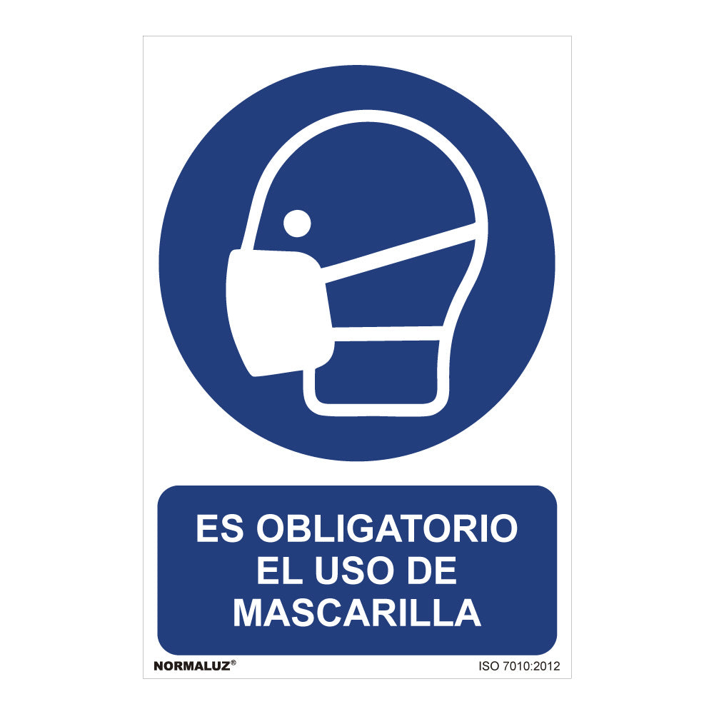 Sinal "es obligatorio el uso de mascarilla" (pvc 0,7mm) 30x40cm normaluz_0