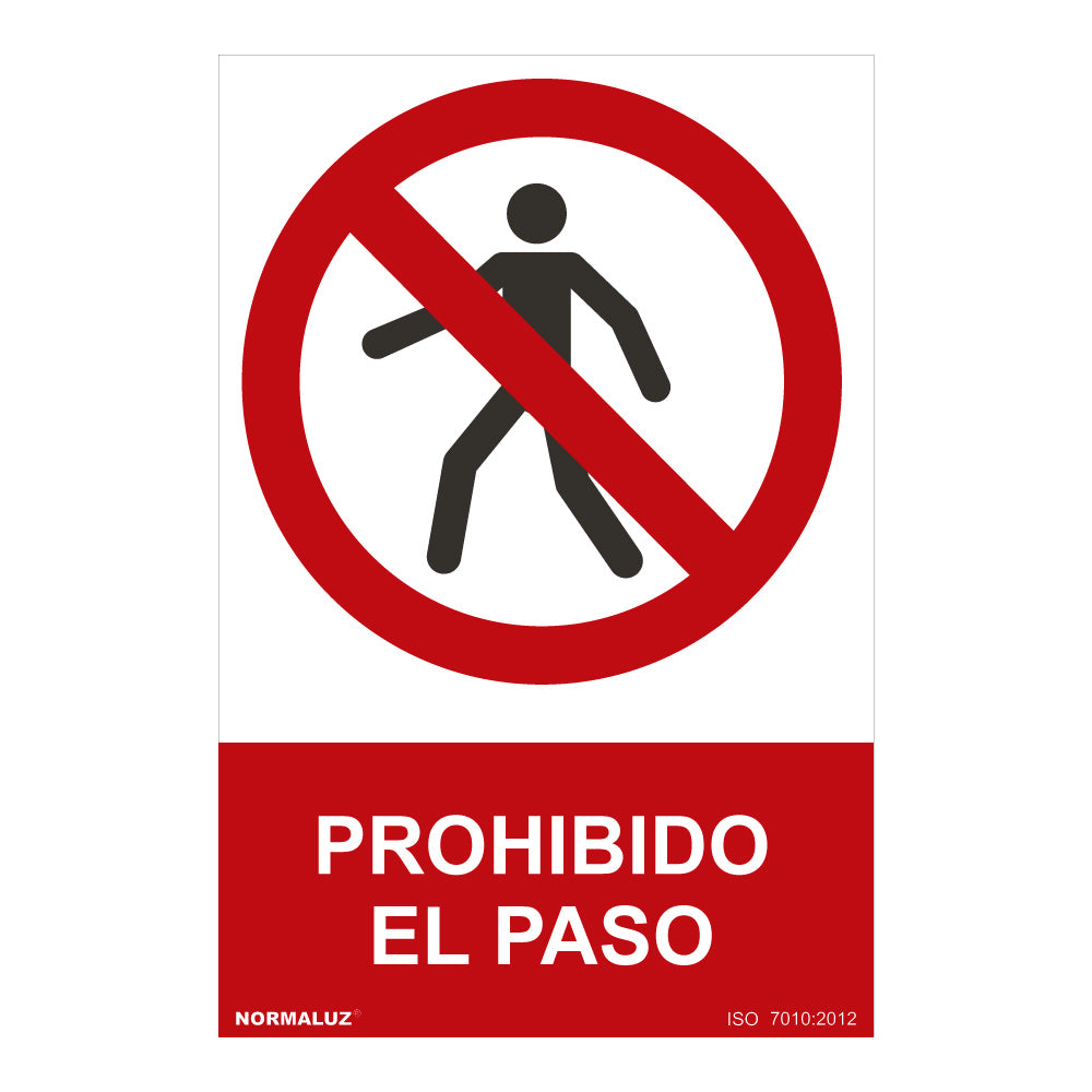 Sinal "prohibido el paso" (pvc 0,7mm) 30x40cm normaluz_0