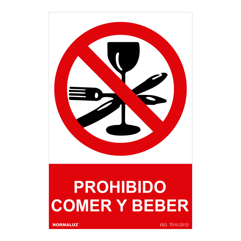 Sinal proibido "proibido comer y beber" (pvc 0.7mm) 30x40cm_0