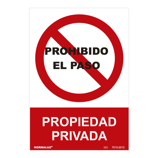 Sinal proibido "prohibido el paso propiedad privada" (pvc 0.7mm) 30x40cm normaluz_0