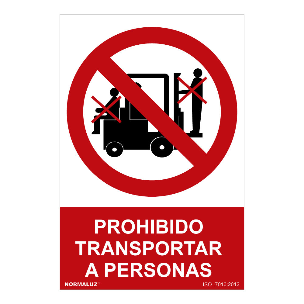 Sinal proibido "prohibido transportar a personas" (pvc 0.7mm) 30x40cm normaluz_0