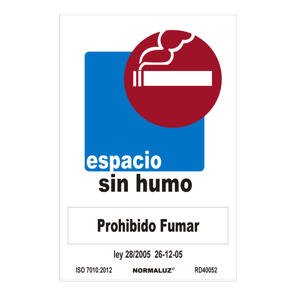 Sinal "espacio sin humo-prohibido fumar" (pvc 0,7mm) 30x40cm normaluz_0