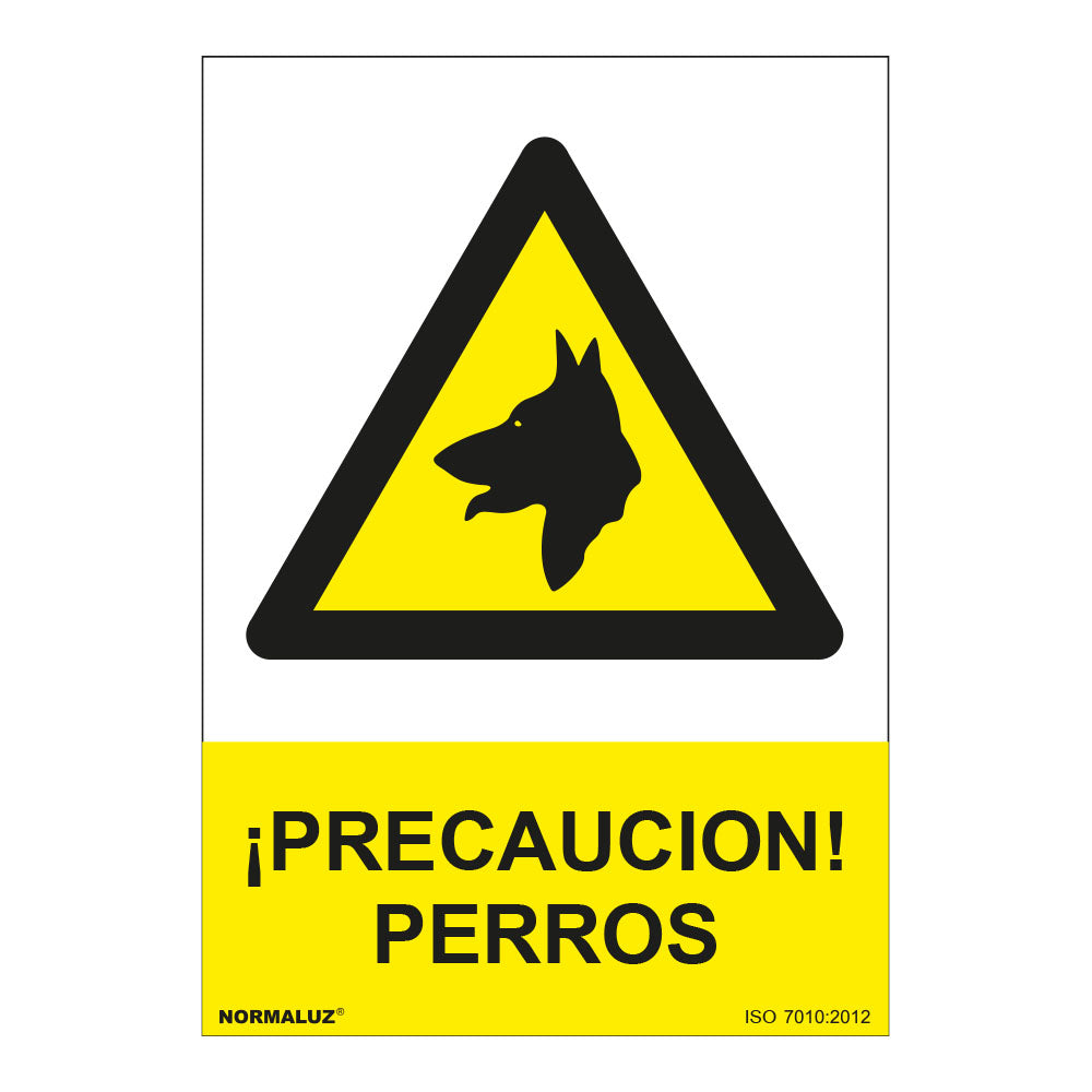 Sinal de perigo precauÃ§Ã£o cÃ£es pvc 0,7mm 210x300mm normaluz_0