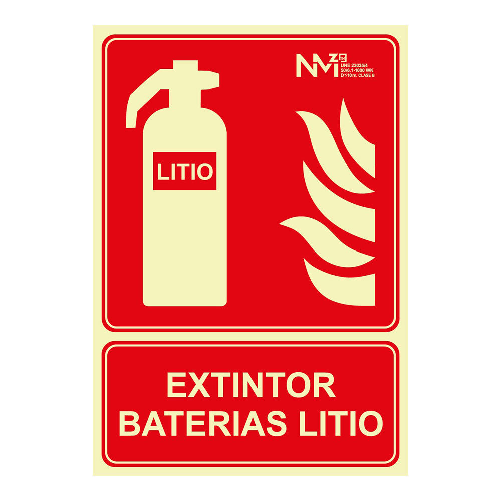 PÃ´ster "extinÃ§Ã£o de incÃªndio" para baterias de lÃ­tio classe a (1 mm) 210 x 300 mm_0