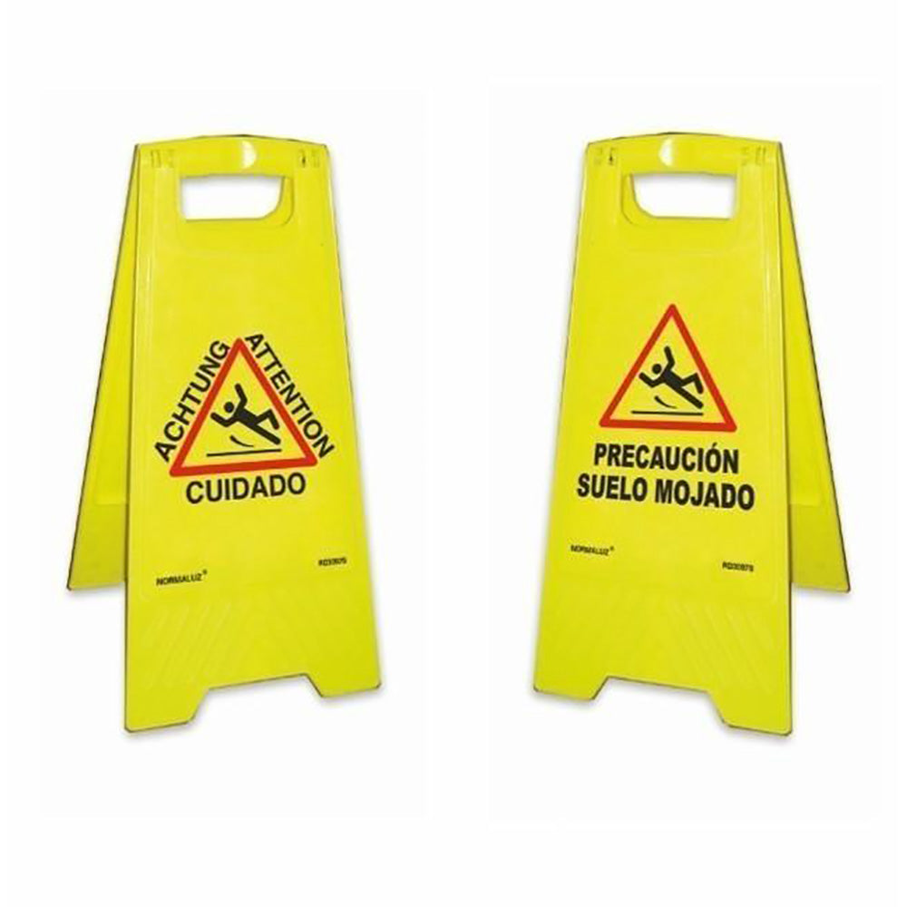 Sinal de chÃ£o amarelo cuidado piso molhado 62cm h normaluz_0