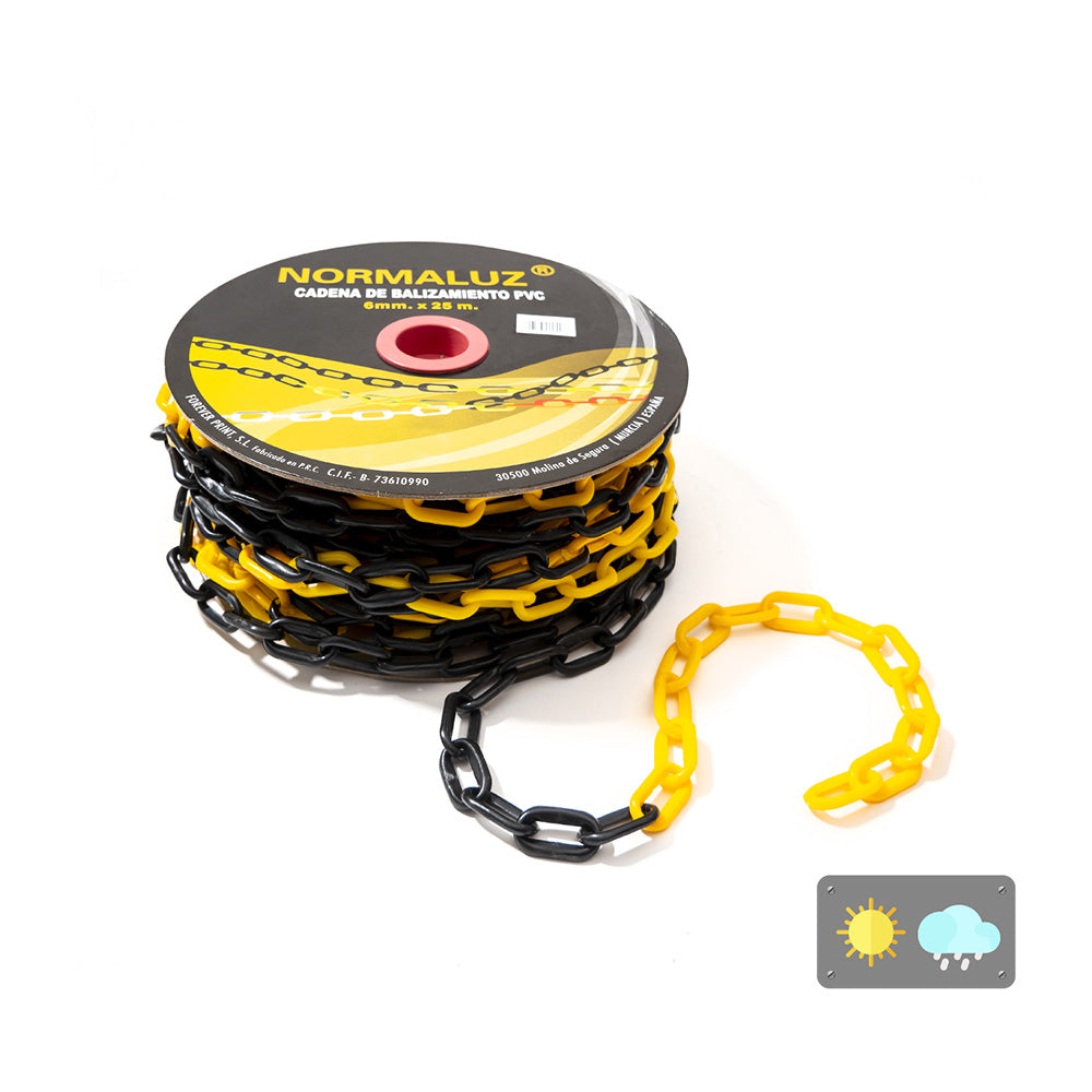 Corrente plÃ¡stico amarelo e preto, 25m_0