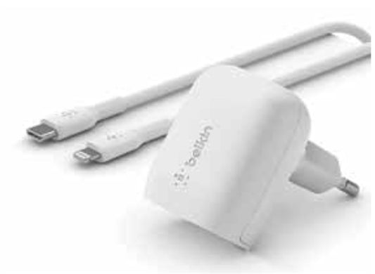 CARICABATTERIE DA PARETE CON PPS PORTA USB-C PD 20W 1M PVC C-LTG- BIANCO_0