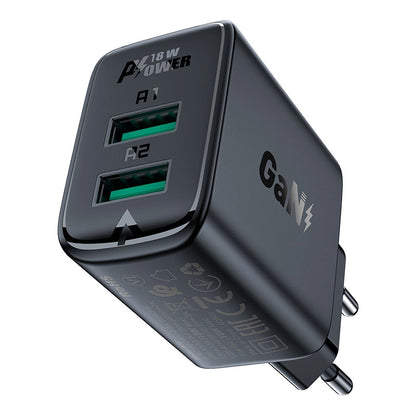 Acefast charger 2x USB 18W QC 3.0, AFC, FCP black (A33 black)_0