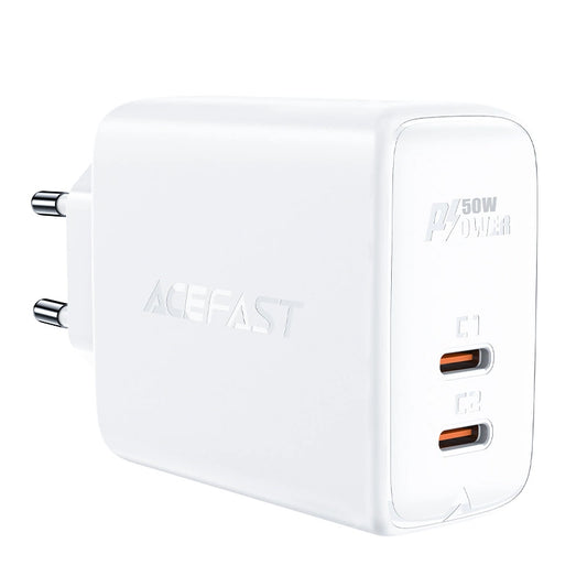 Acefast charger GaN USB Type C 50W, PD, QC 3.0, AFC, FCP white (A29 white)_0