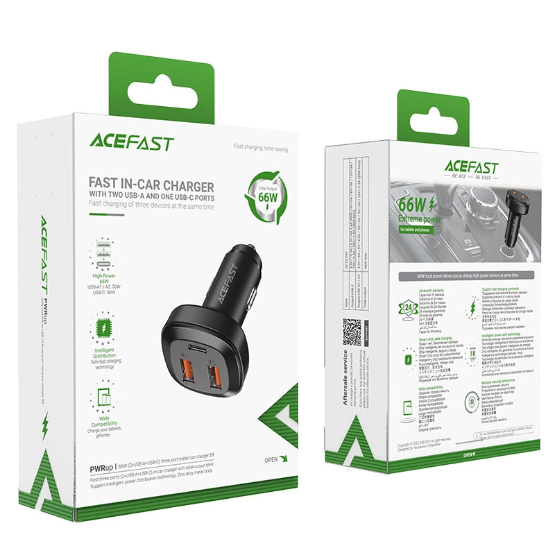 Acefast car charger 66W 2x USB / USB Type C, PPS, Power Delivery, Quick Charge 4.0, AFC, FCP, SCP black (B9)_4