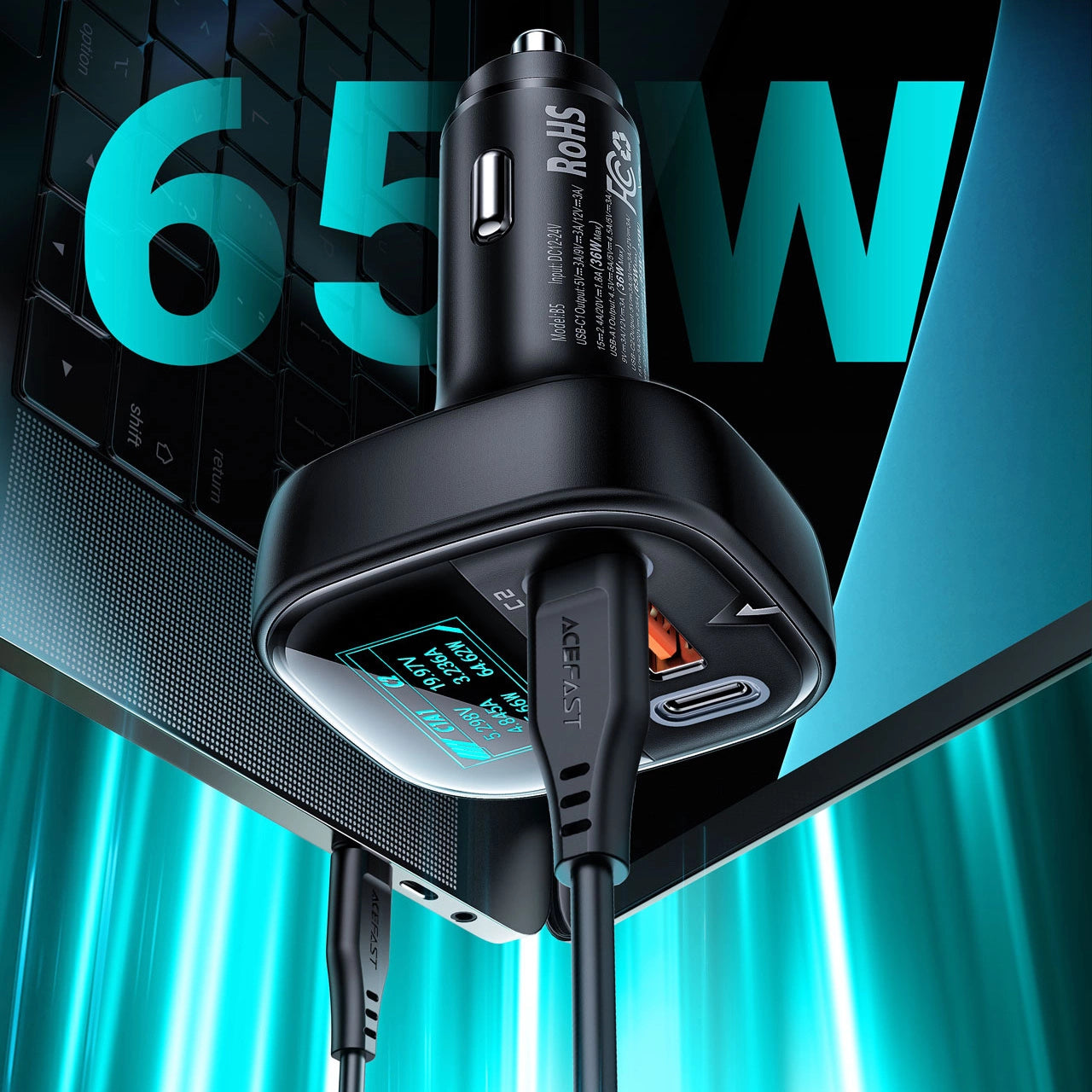 Acefast car charger 101W 2x USB Type C / USB, PPS, Power Delivery, Quick Charge 4.0, AFC, FCP black (B5)_10