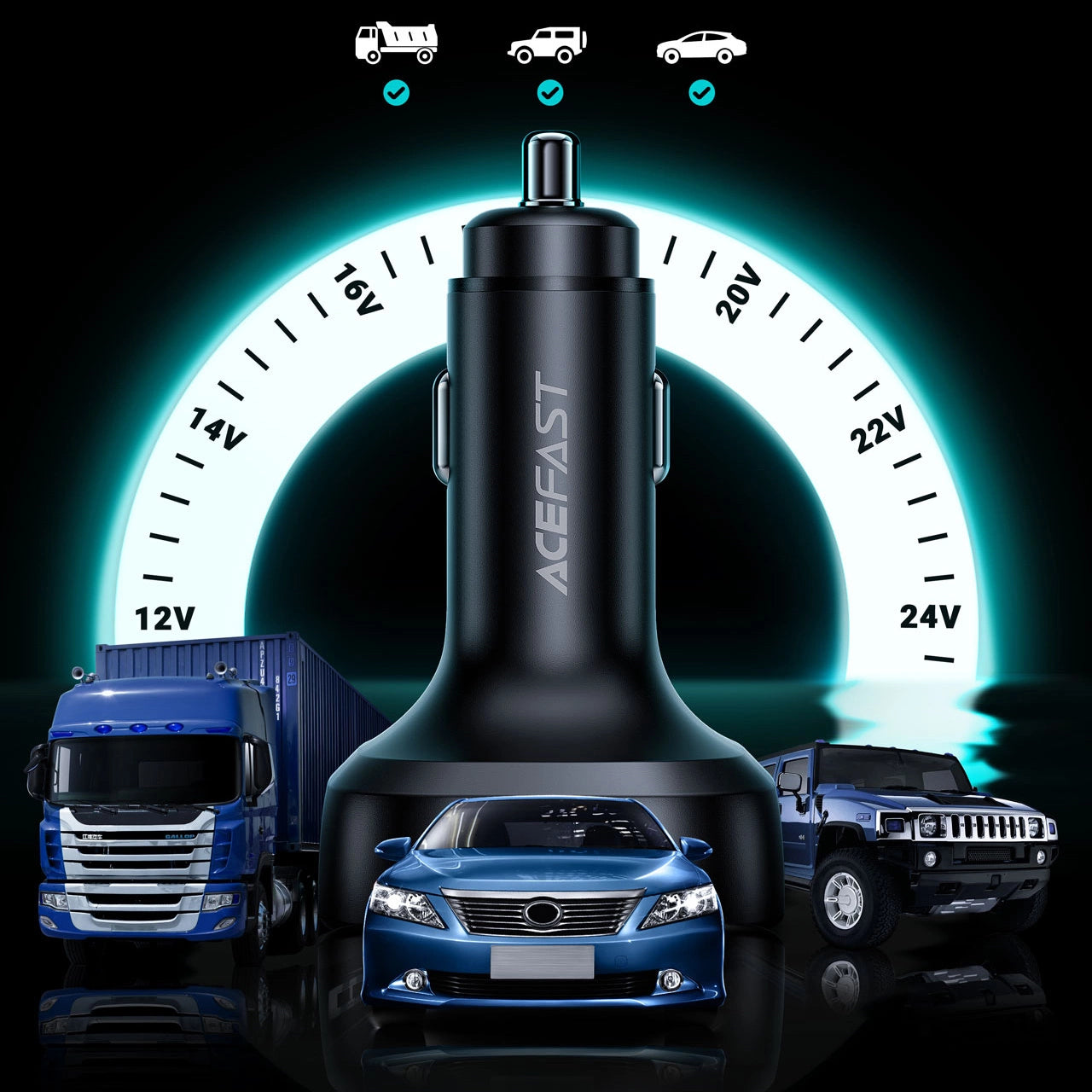 Acefast car charger 101W 2x USB Type C / USB, PPS, Power Delivery, Quick Charge 4.0, AFC, FCP black (B5)_13