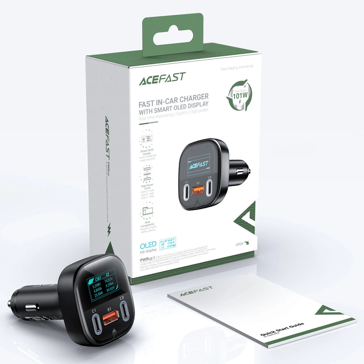 Acefast car charger 101W 2x USB Type C / USB, PPS, Power Delivery, Quick Charge 4.0, AFC, FCP black (B5)_15