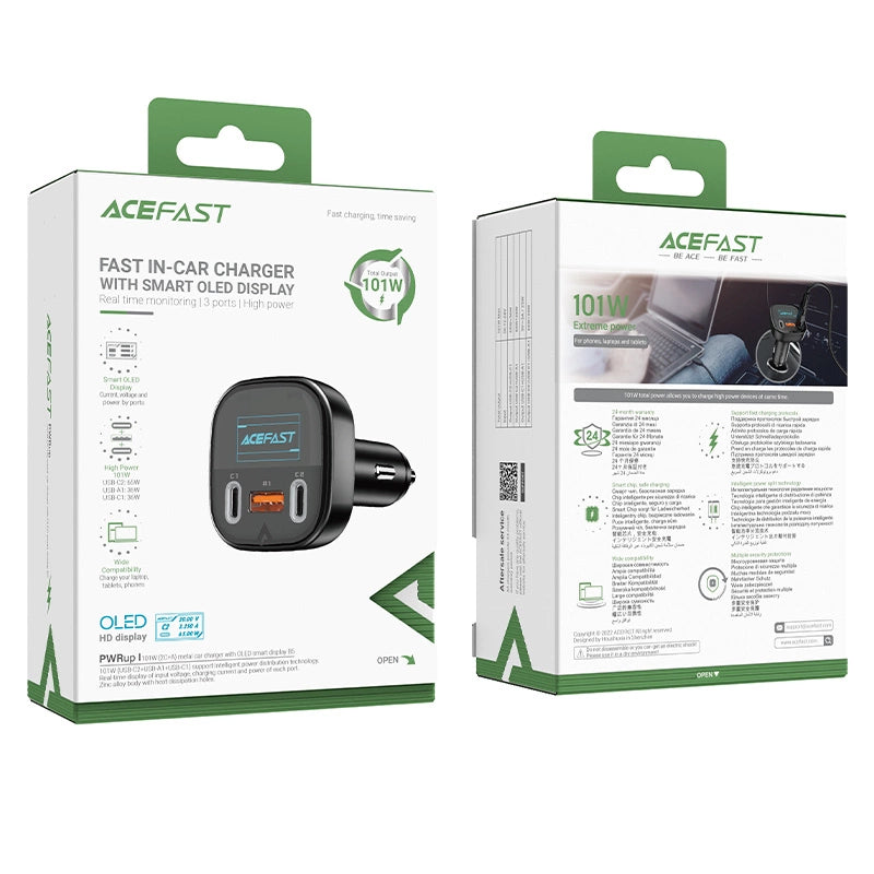 Acefast car charger 101W 2x USB Type C / USB, PPS, Power Delivery, Quick Charge 4.0, AFC, FCP black (B5)_4