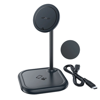 Acefast 15W Qi Wireless Charger for iPhone (with MagSafe) and Apple AirPods Stand Holder Magnetic Holder Gray (E6 gray)_0