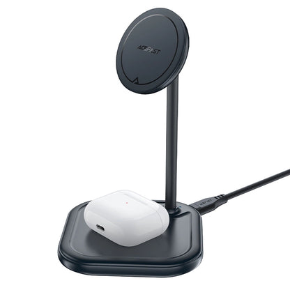 Acefast 15W Qi Wireless Charger for iPhone (with MagSafe) and Apple AirPods Stand Holder Magnetic Holder Gray (E6 gray)_1