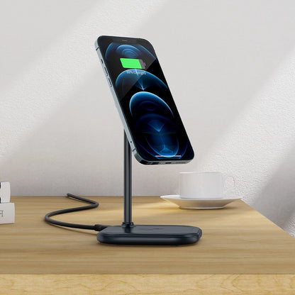 Acefast 15W Qi Wireless Charger for iPhone (with MagSafe) and Apple AirPods Stand Holder Magnetic Holder Gray (E6 gray)_6